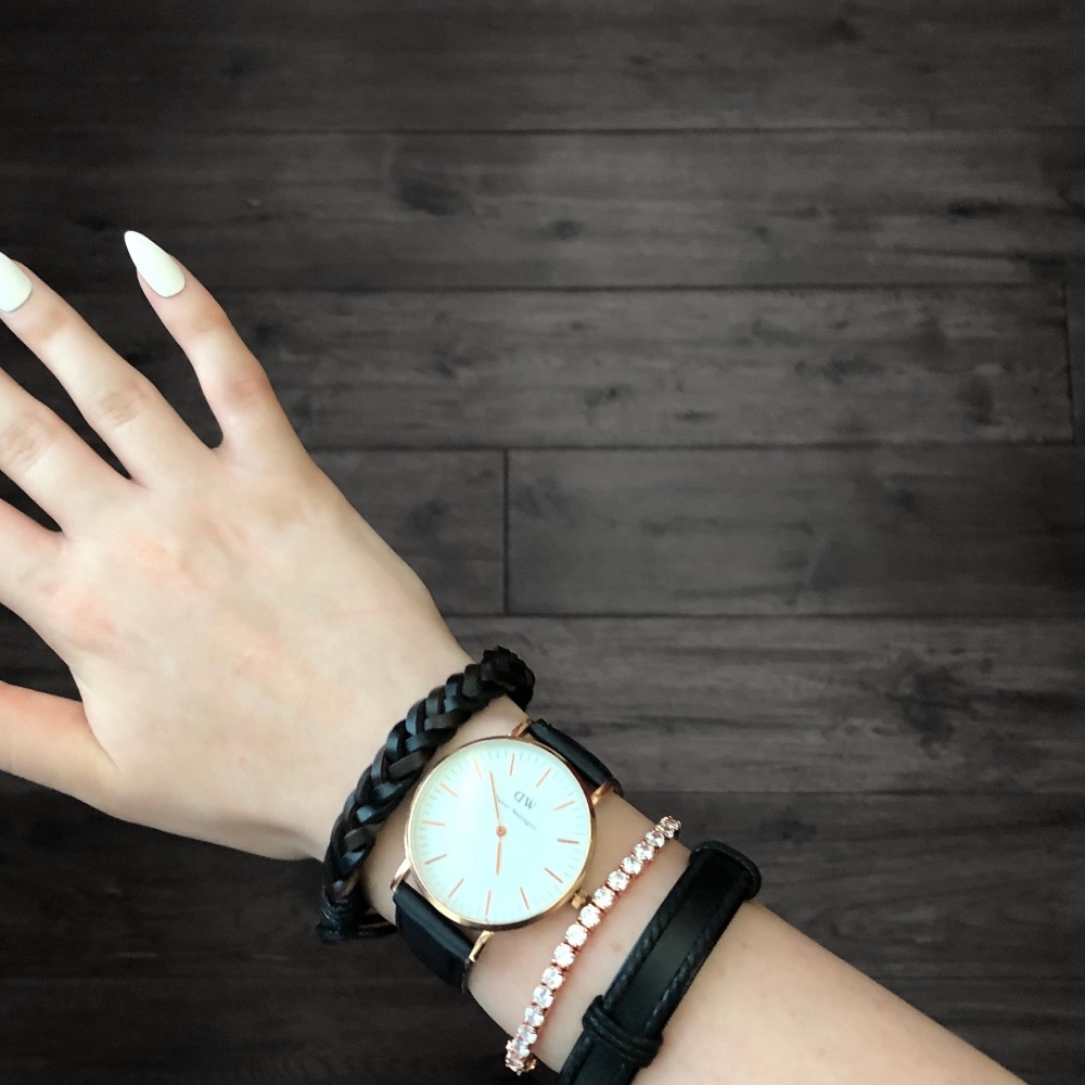 DARCY // Set of Black Vegan Leather Bracelets